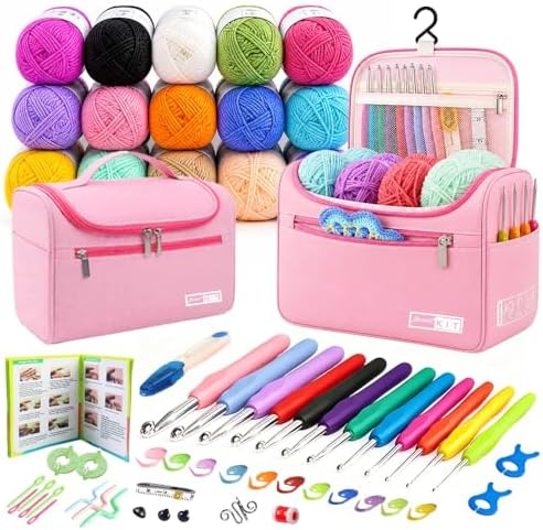 Yarniss Crochet Kit for Beginners,All in One Crochet Kit for Adult,Pink by Yarniss