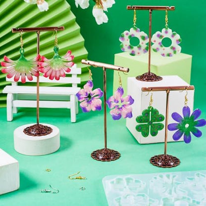 Boutigem 2Pcs Flower Pendant Silicone Molds Assorted Floral Resin Casting Molds with Earring Hooks Jump Rings for DIY Crafts Earring Keychain Necklace Jewelry Making - Image 4