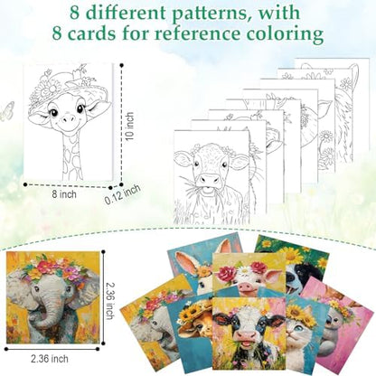 Cholemy 36 Pcs Paint and Sip Kit Gift for Adults 8''x10'',Flower Animals - Image 3