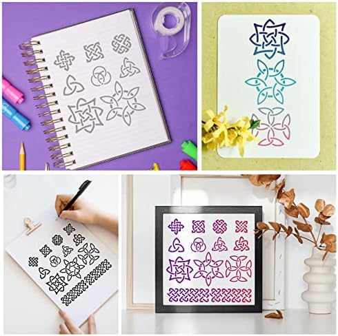 BENECREAT Celtic Metal Stencil Templates, Celtic Knot Pyrography Stencils for Painting on Wood Wall Canvas Furniture, Wood Burning, Pyrography Engraving, 6x6 inch - Image 6