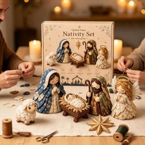 DIY Quilted Fabric Nativity Set Sewing Kit, Detailed Hand-Stitch Holy Family Manger Craft Set, Nativity Ornament Making Project for Home Display & Faith-Based Decor Creation for Adults，Type A - Image 3
