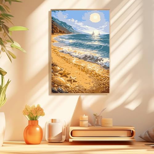 Mowana Beach Paint by Numbers Kit for Adults- Paint by Numbers for Adults Beginner, Sea Ocean Adult Paint by Number for Gift and Home Wall Decor(8 * 12 Inch) - Image 2