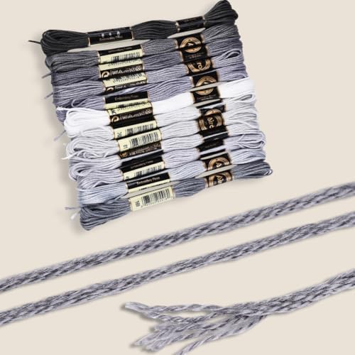 12 Skeins 6 Strands Grey Embroidery Cross Stitch Floss for Sewing - Image 5