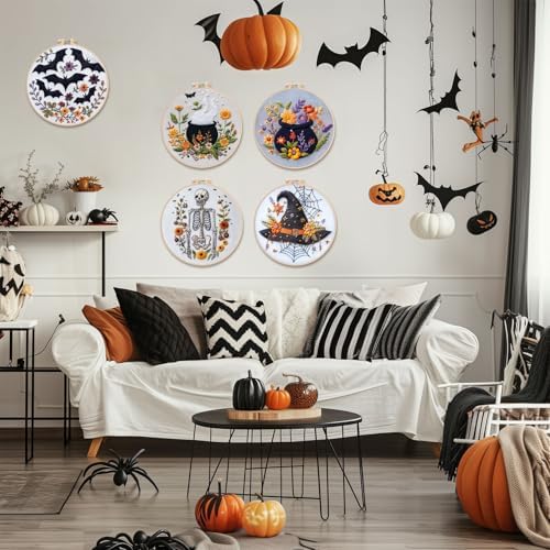 YOUDRN Halloween Embroidery Kit, 4 Set Halloween Cross Stitch Kit - Image 5