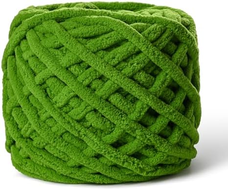 Plush Chenille Chunky Yarn 100g (49.2yd) - Fluffy Velvet Yarn Crochet for Blanket Knitting and Crocheting - Baby Yarns for Crocheting Soft - Amigurumi Yarns (Lime Green) by OMoiut