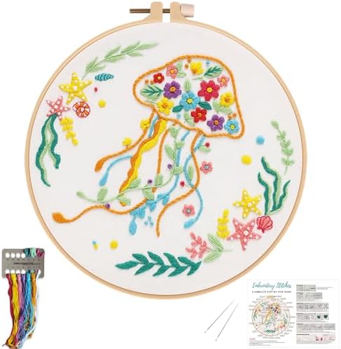 Louise Maelys Jellyfish Embroidery Kit for Beginners Adults by LouiseMaelys