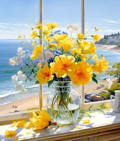 NKVNKV Paint by Numbers Kit for Adults Beginner Flowers Adult Paint by Number Kits On Canvas Oil Painting Kit for Beginners Adults' Paint-by-Number Kits for Gift Home Wall Decor 16x20 Inch（Frameless） by NKVNKV