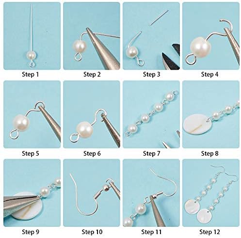 SUNNYCLUE 1 Box DIY 10 Pairs Natural White Sea Shell Drop Dangle Earrings Making Starter Kit Round Seashell Charm Pendants Earring Hook for Art Craft Projects Silver, Instruction - Image 4