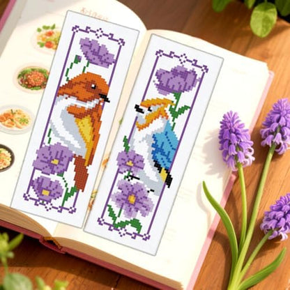 ORIGACH 6 Set Bird and Flower Cross Stitch Bookmark Kit for Beginner - Image 5