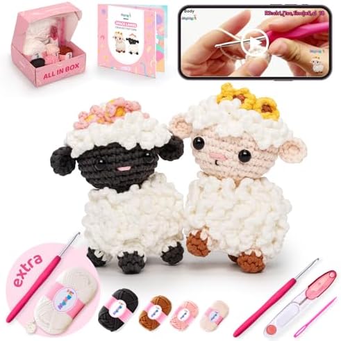 Mewaii Crochet Kit for Beginners, 2 Pack Lambs Craft Set by Mewaii