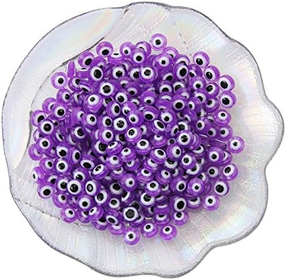 200pcs Evil Eye Beads Purple Lampwork Beads Charms for DIY Crafts Amulet Decoration Jewelry Making Rings Necklaces Bracelets Anklets(Purple) by LUBINGSHINE