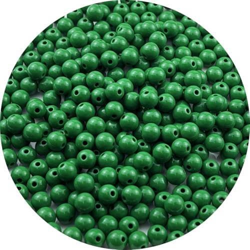 300pcs Acrylic Round Beads for Crafts 8mm Resin Candy Color Spacer Beads with Hole for Jewelry Making Sewing Crafts Decoration Necklaces Bracelets Earrings Supplies(Dark Green) by Unknown