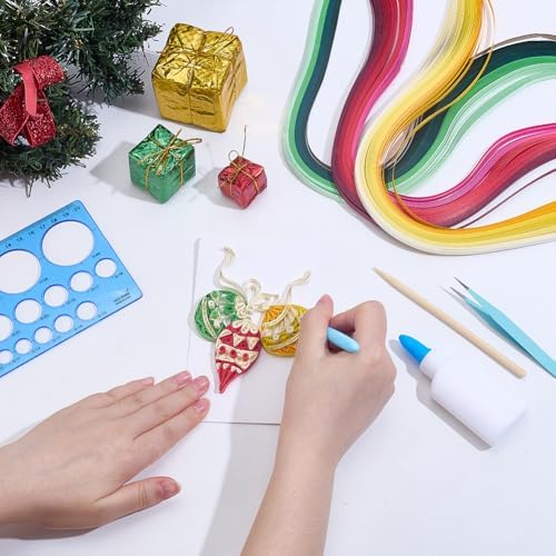 WEBEEDY 20 Sets Christmas Paper Quilling Kit Handmade Greeting Card with Envelopes 3D Christmas Trees Wreaths Ball Stars Card Making Kit with Instuction for Adult Beginner Holiday Decor Gift - Image 4