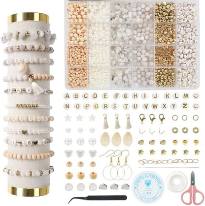 Jewelry Making Supplies Kit, Bracelet Making Kit, Natural Stone Beads by TOIPINIO