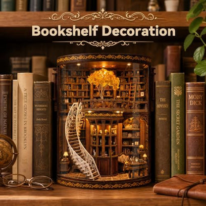 Book Nook Kit for Adults, 3D Wooden Puzzle DIY Miniature House LED Light - Image 6