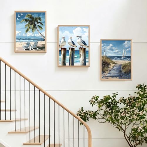 PHANTASYART 3 Pack Beach Paint by Numbers Kit for Adults 12x16inch - Image 2