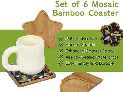 Lanyani 6pcs Wooden Mosaic Base, Various Shapes Substrates for Mosaic Crafts DIY Mosaic Tiles Coaster Base… - Image 4