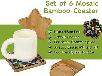 Lanyani 6pcs Wooden Mosaic Base, Various Shapes Substrates for Mosaic Crafts DIY Mosaic Tiles Coaster Base… - Image 4