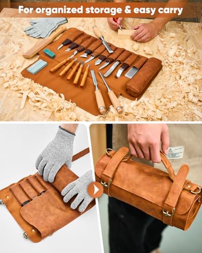 SakerNeo 25-Piece Wood Carving Kit Whittling Kit with Leather Storage Bag - Image 5