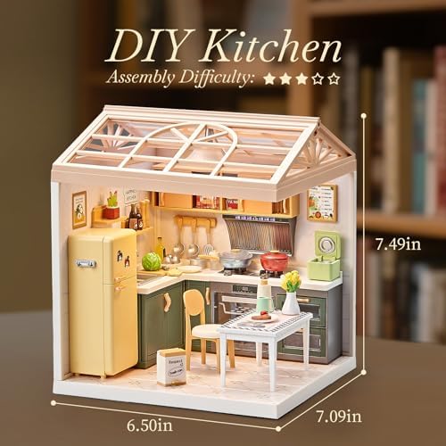 Miniature Kitchen DIY House Kit, 1:24 Scale Cooking Room Set - Image 2