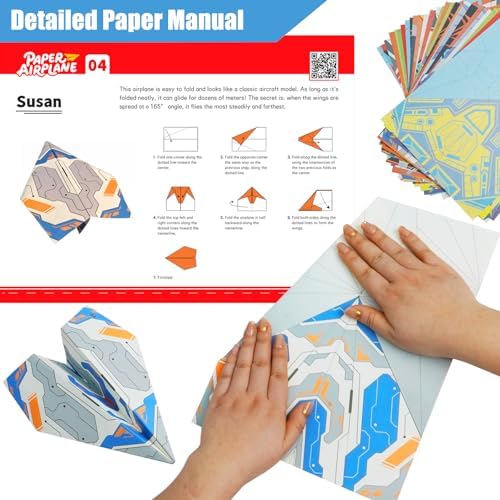 Paper Airplane Kits, Origami Kit for Kids 5-8 8-12, 12 Classic Origami Designs, 36 Sheets of Colorful Origami Paper, Crafts for Kids Activities, Airplane Gifts for Kids Ages 5-12 Boys and Girls - Image 3