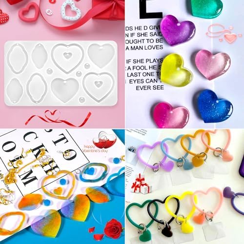 4Pack Valentine's Day Earring Resin Silicone Molds Kit, Love Heart Shape Resin Mold with200Pcs Earring Hook Jump Ring for Epoxy Resin Casting DIY Craft Earring Jewelry Making (4 Packs White) - Image 3