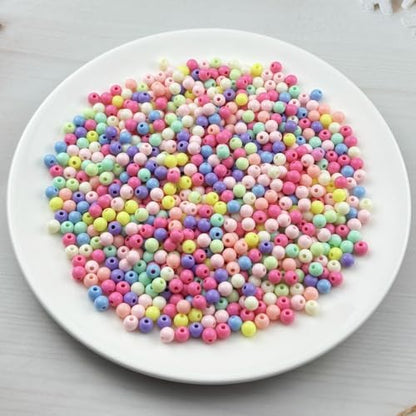 700pcs Acrylic Round Beads for Crafts 6mm Resin Candy Color Spacer Beads with Hole for Jewelry Making Sewing Crafts Decoration Necklaces Bracelets Earrings Supplies(Light Mix Colors) - Image 2