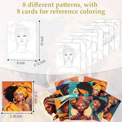 Cholemy 36 Pcs Paint and Sip Kit Gift for Adults 8''x10'',African Women - Image 3