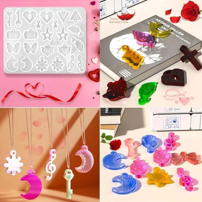 4Pack Valentine's Day Earring Resin Silicone Molds Kit, Love Heart Shape Resin Mold with200Pcs Earring Hook Jump Ring for Epoxy Resin Casting DIY Craft Earring Jewelry Making (4 Packs White) - Image 5