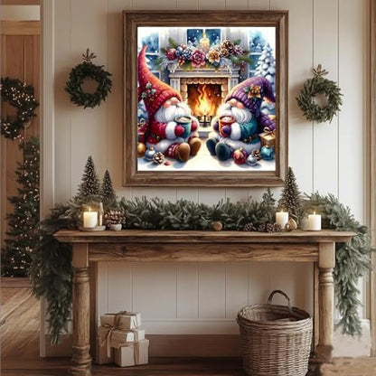 Eiazuiks Christmas Stamping Cross Stitch Kit, Gnomes Christmas Counting Cross Stitch Kit for Adult Beginners, Full Line DIY Stitching Kit for Home Decor Cross Stitch Patterns 14x14 inches - Image 2
