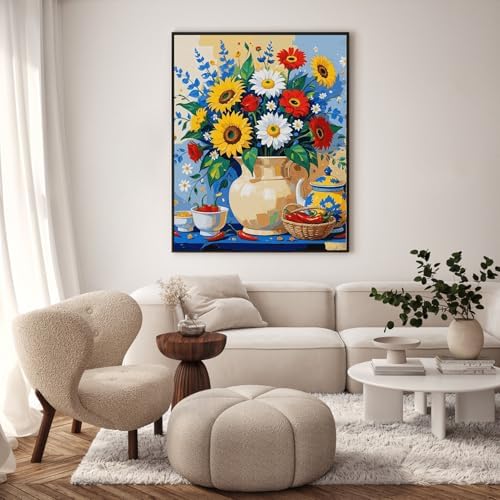 Paint by Numbers Kit for Adults, Sunflower Wildflower Bouquet, 16 x 20 Inch - Image 2