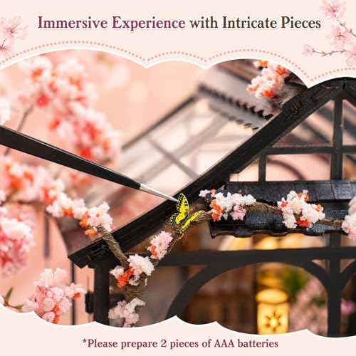 DIY Japanese Miniature House Kit with LED Lights - Sakura Greenhouse - Image 6