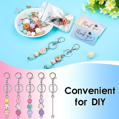 Sasylvia 60 Pcs Beadable Keychain Bars Bulk,Silver - Image 6