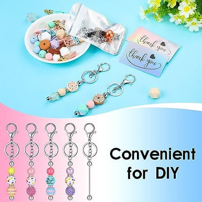 Sasylvia 60 Pcs Beadable Keychain Bars Bulk,Silver - Image 6