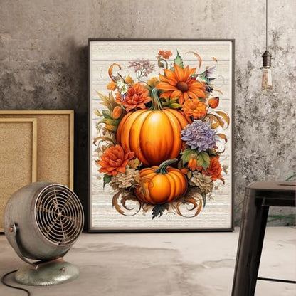 MjhRcll Fall Stamped Cross Stitch Kits,DIY Colorful Pumpkins Cross Stitch Ornament Kits for Adults Beginners, Counted Embroidery Needlepoint Kits Home Decor 12x16inch - Image 4