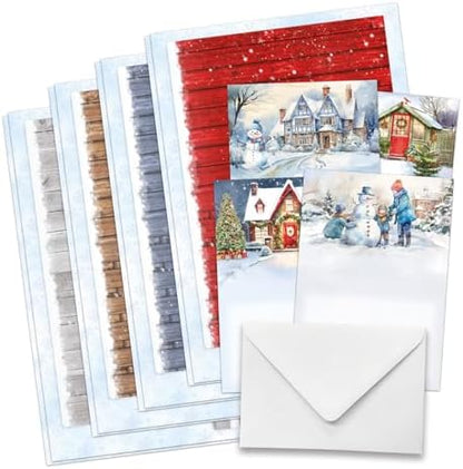Katy Sue Christmas Garden Picket Fence Card Making Kit - 8 Shaped Cards, Die-Cut Embellishments, Background Scenes, Foam Pads, Instructions & 8 Envelopes for Christmas Card Making Supplies. UK-Made. - Image 3