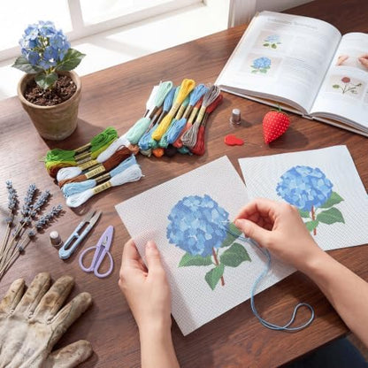 XunYee 26 Pcs Hydrangea Needlepoint Kit for Beginners Adults Starters - Image 6
