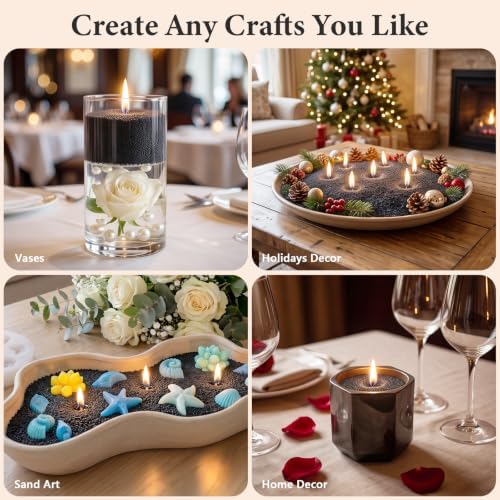 BISWYLBLJ 2lbs Black Candle Sand,Natural Pearled Candle with 50 Wicks - Image 3