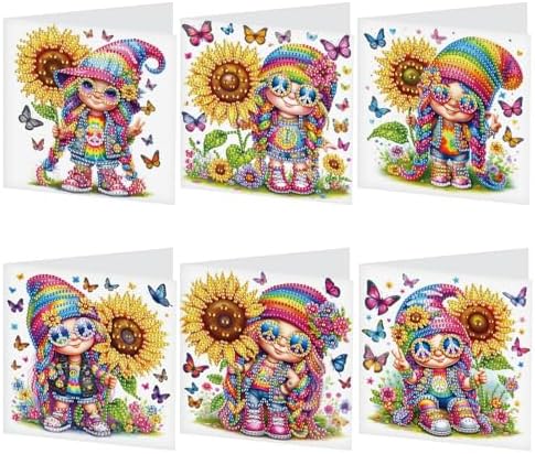 antor 6 Pcs 5D Diamond Painting Greeting Cards Kits, Sunflower Happy DIY Diamond Art Cards with Envelopes, Handmade Rhinestone Greeting Card Set for Birthdays & Holidays by antor