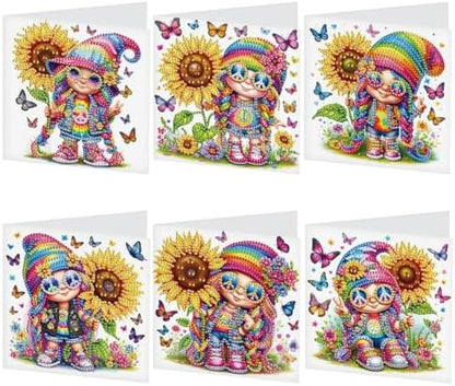 antor 6 Pcs 5D Diamond Painting Greeting Cards Kits, Sunflower Happy DIY Diamond Art Cards with Envelopes, Handmade Rhinestone Greeting Card Set for Birthdays & Holidays by antor