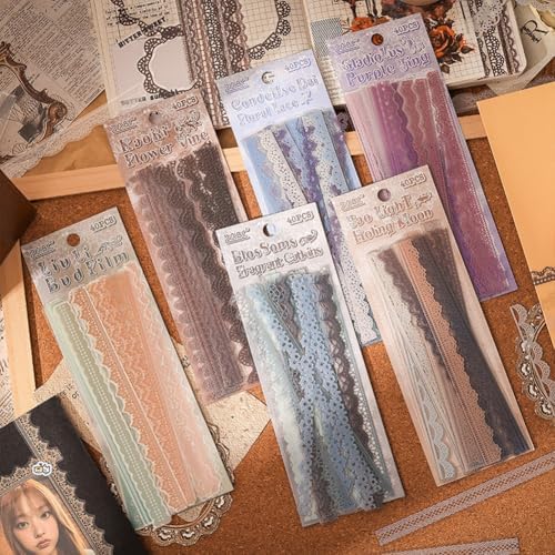 240 Pcs Transparent Lace Stickers for Scrapbooking Junk Journal Card Making Collage Diary Planner Notebook Letter Photo Album Craft Project Decoration, 30 Patterns - Image 2