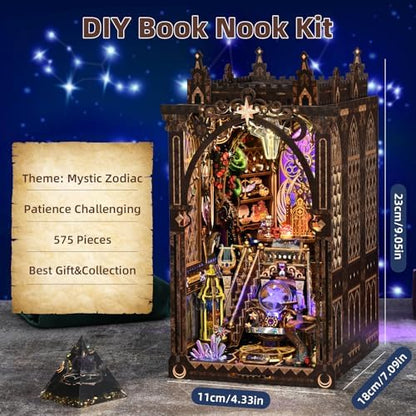TOYQI Book Nook Kit for Adult, DIY Miniature Dollhouse Kit, Zodiac Signs - Image 5
