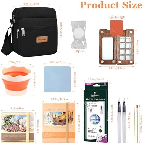 Mini Watercolor Paint Set Travel, Portable Pocket Watercolor Kit with Wooden Palette,Colours,Sketchbook, Brush&Water Cup,Clip.Complete Artist Supplies From Beginner Watercolors to Seasoned Pro Needs - Image 2