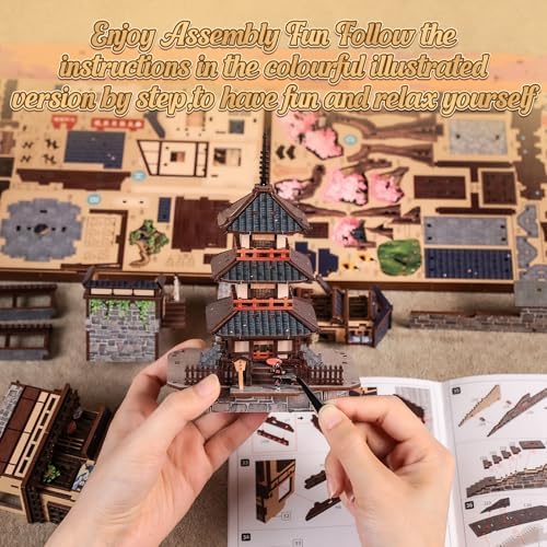 Cutefun DIY Book Nook Kit - Japanese Kyoto 3D Wooden Puzzle 400+ Pieces - Image 5