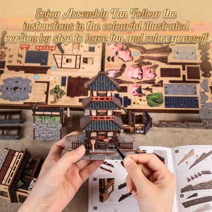 Cutefun DIY Book Nook Kit - Japanese Kyoto 3D Wooden Puzzle 400+ Pieces - Image 5