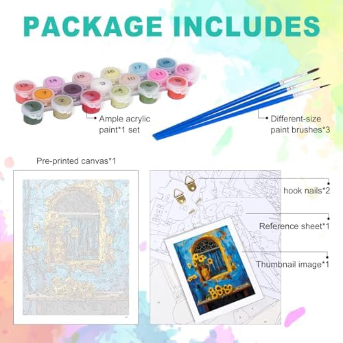 Paint by Numbers Kit for Adults, Window Sunflower Painting, 16 x 20 Inch - Image 4