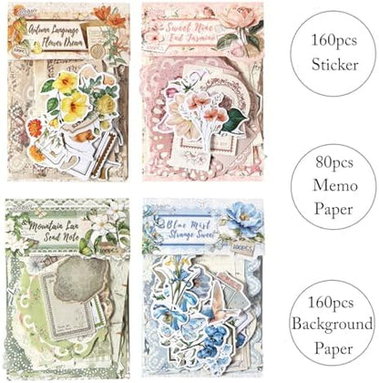 400Pcs Vintage Scrapbook Paper Floral Scrapbook Supplies Junk Journal Stickers Journaling Supplies for Bullet Journaling, Retro Crafts, Planner, Collage Card Album - Image 3