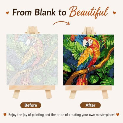 AUKELHJ Framed Paint by Numbers Kit for Adults, Parrot, 10x10 inch - Image 4