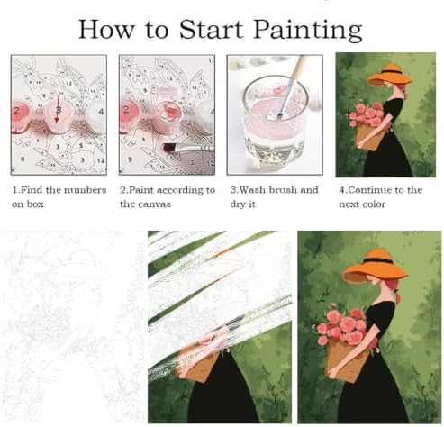 ZRIZQ Paint by Numbers Kit for Adults Beginner,Woman Flowers,16x20 - Image 4