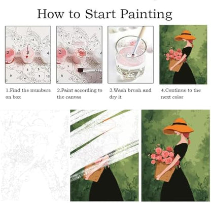 ZRIZQ Paint by Numbers Kit for Adults Beginner,Woman Flowers,16x20 - Image 4